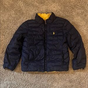 Polo by Ralph Lauren Kids Navy and Yellow Puffer Reversible Jacket.